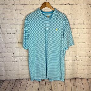 Johnnie O Prep-FormanceStriped Golf Polo Shirt Blue White Size XL Short Sleeve